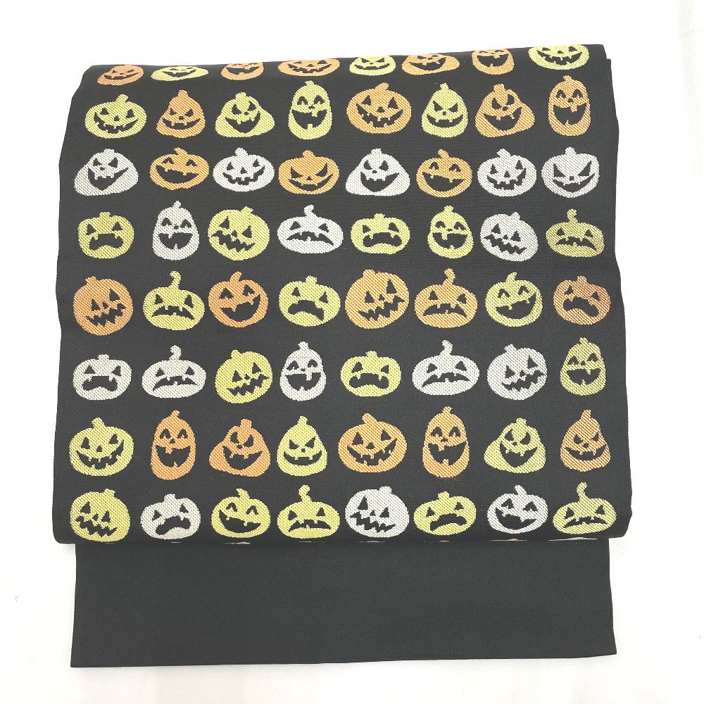 名古屋帯 ジャック・オー・ランタン お化けかぼちゃ パンプキン ハロウィン ハロウィーン カジュアル 正絹 仕立て上がり 16,032円
