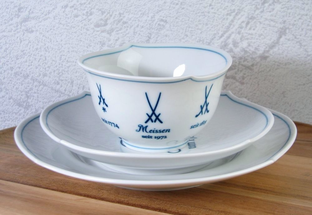 マイセン MEISSEN 歴代双剣マーク カップ＆ソーサートリオ 極美品
