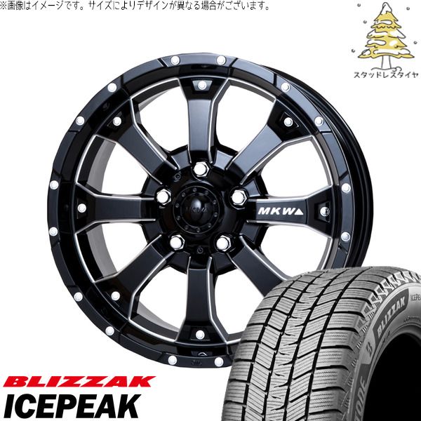 JB64 JB23 JA22 JA12 215/70R16 スタッドレスタイヤ ホイール 4本セット | ブリヂストン ブリザック ICEPEAK × トライスター MKW MK-46 M/L+ ミルドブラック 16インチ 5.5J +22 5穴139.7