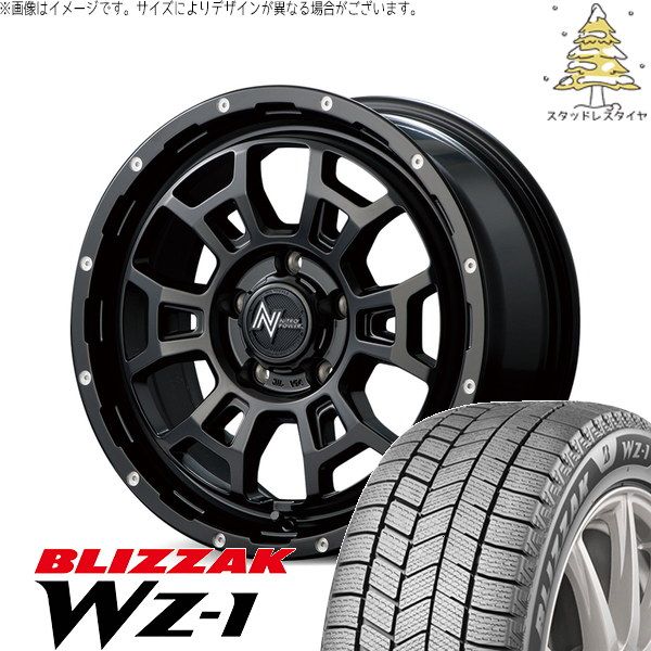 ヴェルファイア 215/70R16 スタッドレスタイヤ ホイール 4本セット | ブリヂストン ブリザック WZ-1 × エムアイディー ナイトロパワー H6 スラッグ セミグロスブラック/マシニング 16インチ 7J +40 5穴114.3