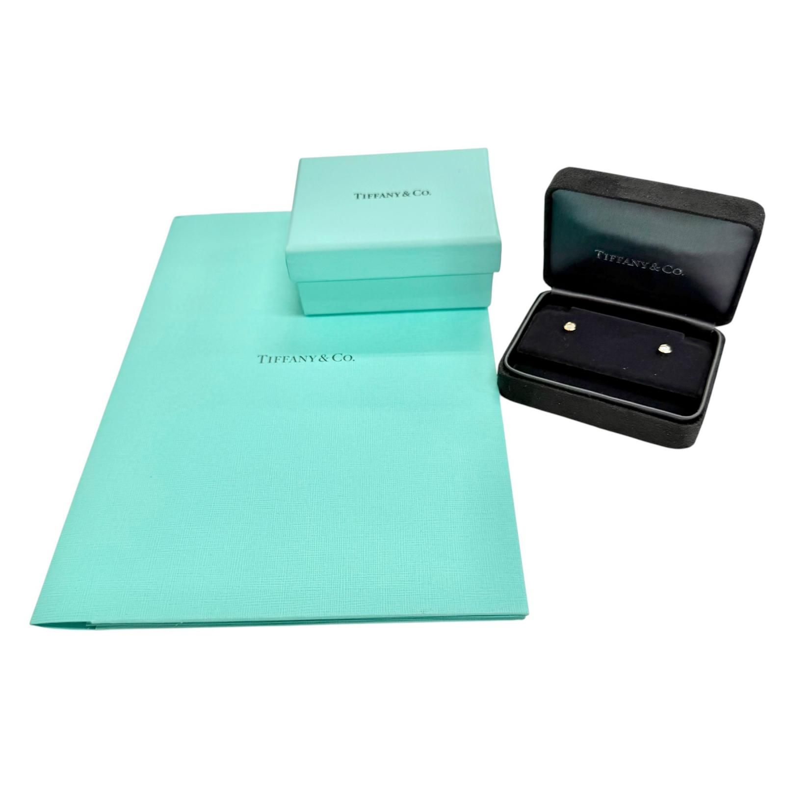 極美品△TIFFANY&Co. ティファニー 34468117 バイザヤード ダイヤモンド ピアス AU750(YG) 0.19 I VVS1 3EX NONE イエローゴールド 1.72g