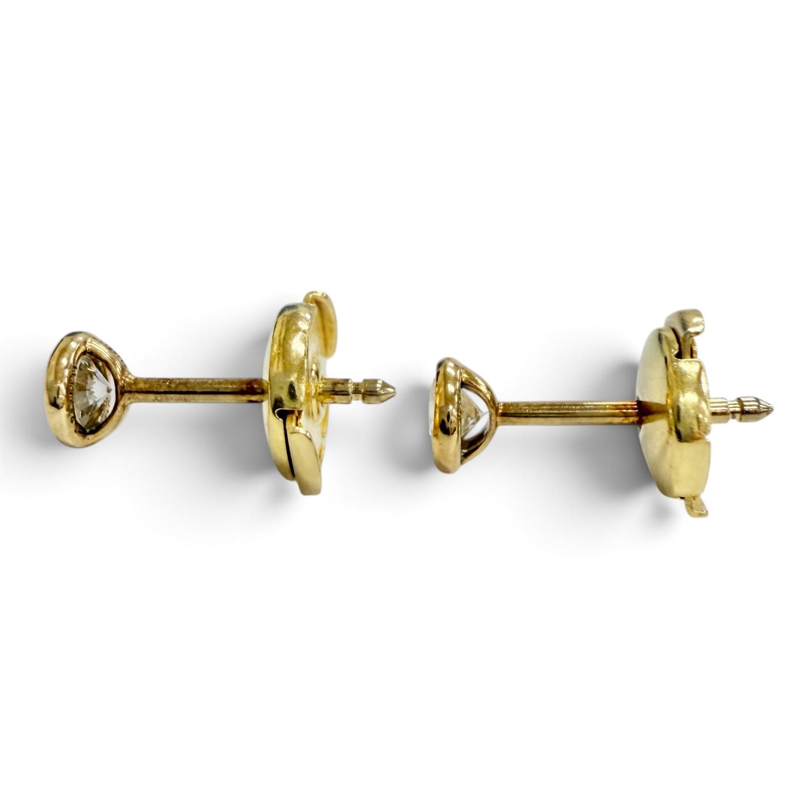 極美品△TIFFANY&Co. ティファニー 34468117 バイザヤード ダイヤモンド ピアス AU750(YG) 0.19 I VVS1 3EX NONE イエローゴールド 1.72g