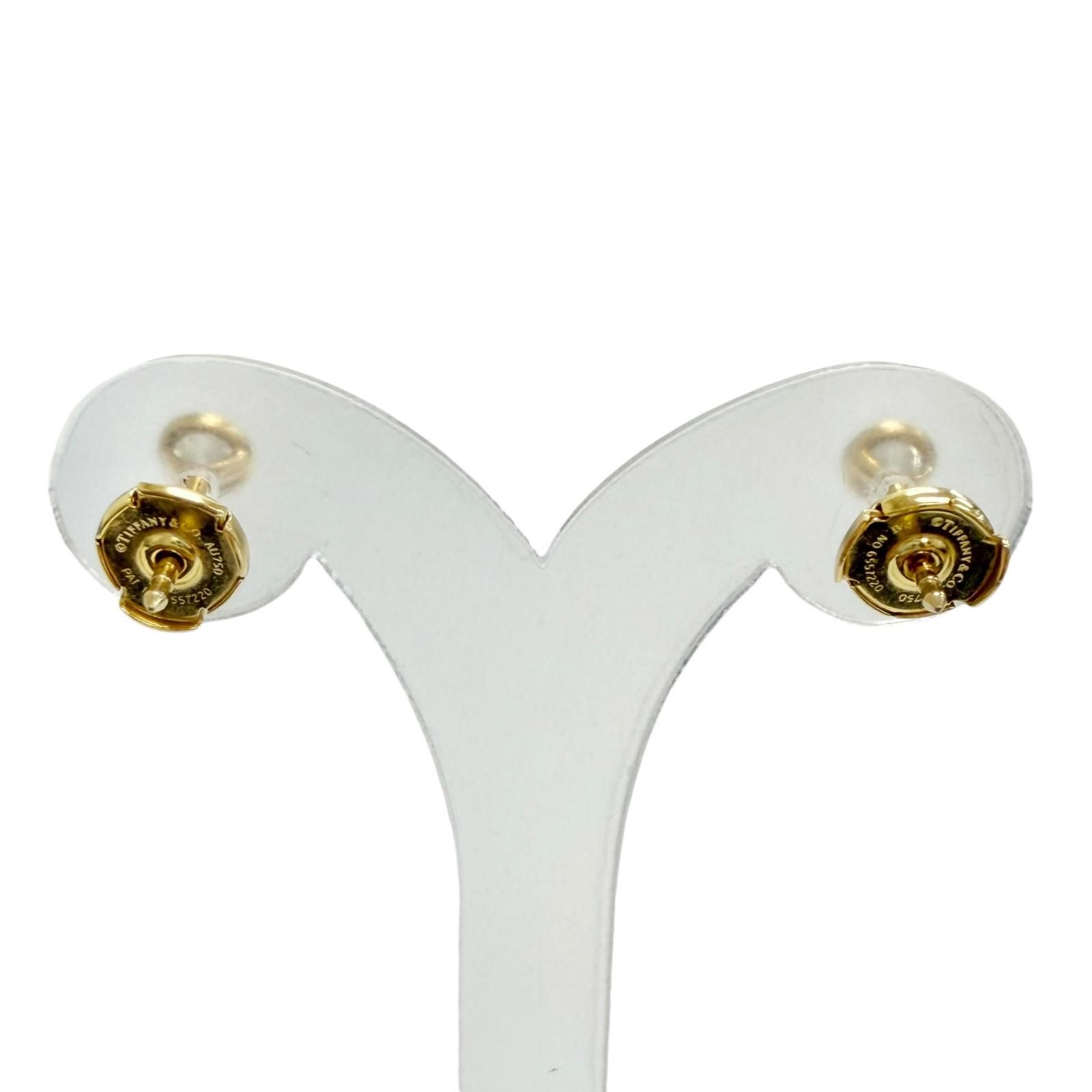 極美品△TIFFANY&Co. ティファニー 34468117 バイザヤード ダイヤモンド ピアス AU750(YG) 0.19 I VVS1 3EX NONE イエローゴールド 1.72g