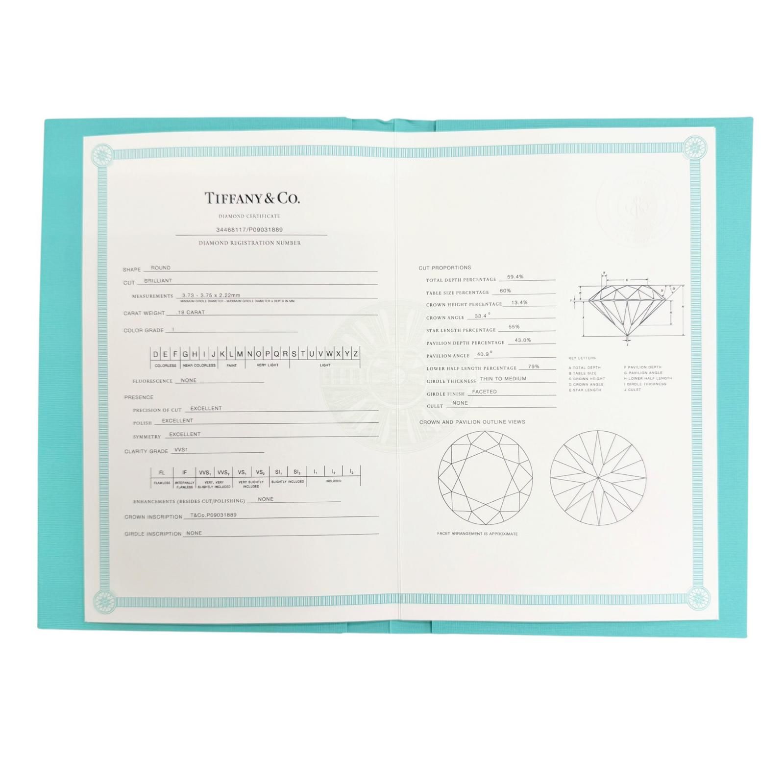 極美品△TIFFANY&Co. ティファニー 34468117 バイザヤード ダイヤモンド ピアス AU750(YG) 0.19 I VVS1 3EX NONE イエローゴールド 1.72g