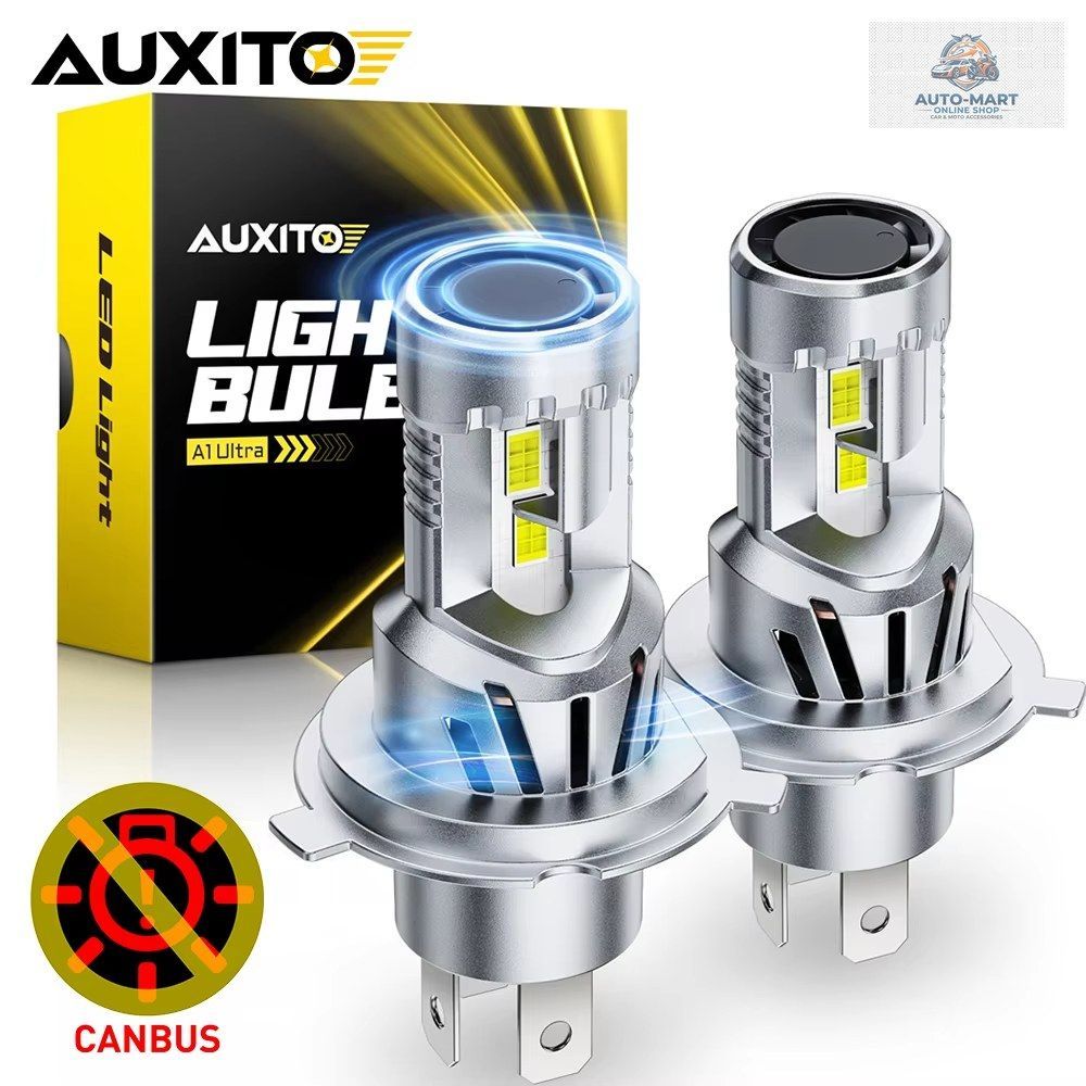 2x 25000LM ターボ LED H4 9003 ハイ/ロービーム ヘッドライトバルブ デュアルファン H4 LED 車用ライト Canbus 80W 高出力