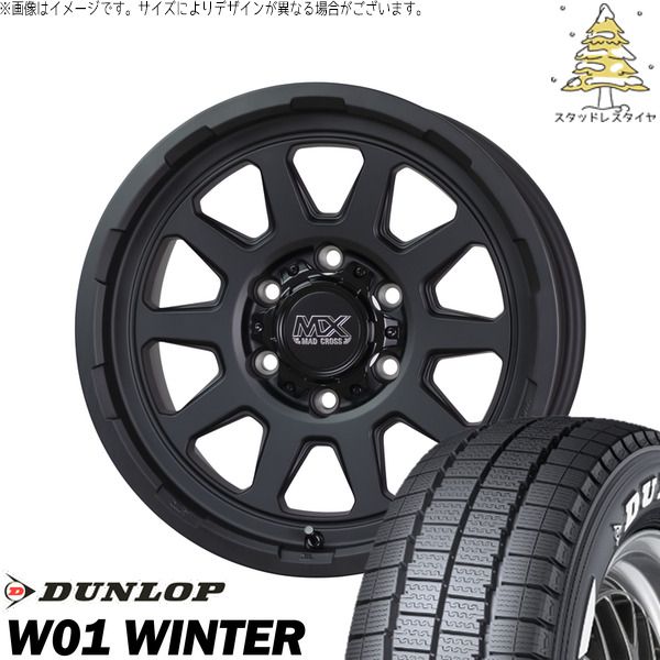 30アルファード 215/65R16 109/107 スタッドレスタイヤ ホイール 4本セット | ダンロップ W01 WINTER × ホットスタッフ マッドクロス レンジャー マットブラック 16インチ 7J +38 5穴114.3