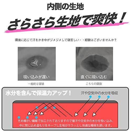 【HIGH LIFE】ワイド寝袋 シュラフ 幅90cm 秋冬用 最低使用温度-15℃ 封筒型 抗菌仕様 中空ホローファイバー 足元開閉 フード付き 車中泊 キャンプ 防災 収納袋付き ゆったりサイズ 全5色 thumbnail 8