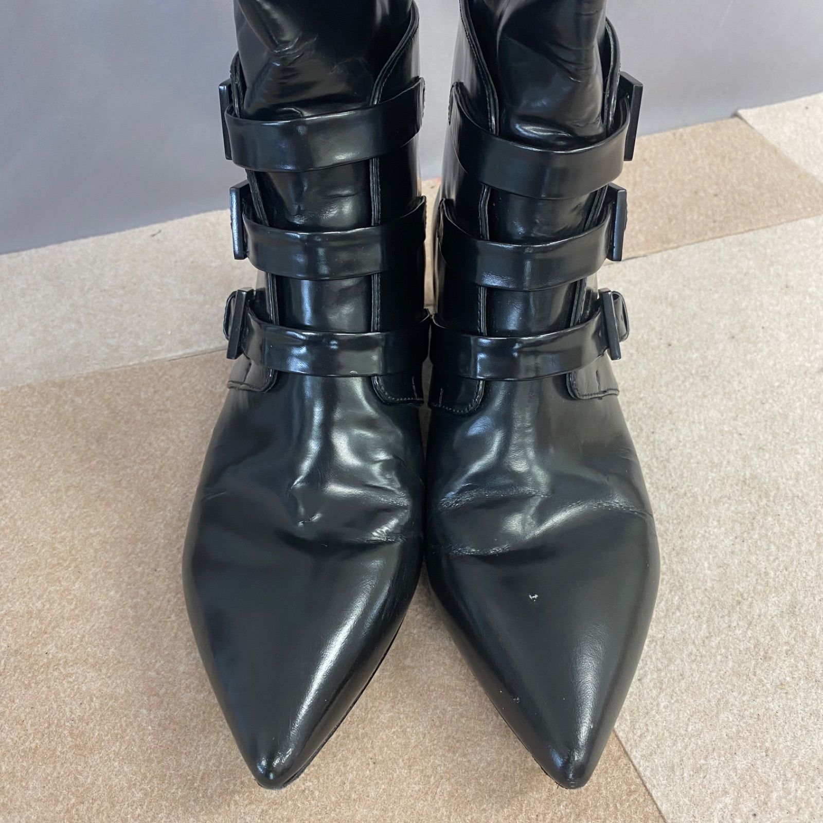 Z JILSANDER NAVY ジルサンダーネイビー ブラック ベルトロングブーツ