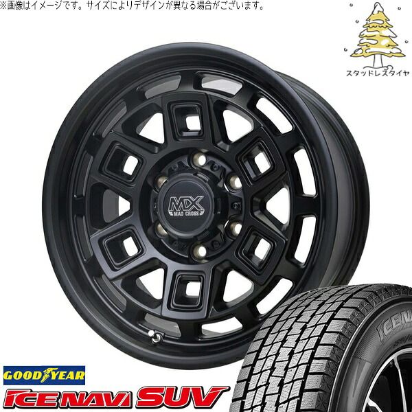NV350 キャラバン E25 E26 215/65R16 スタッドレスタイヤ ホイール 4本セット | グッドイヤー アイスナビ SUV × ホットスタッフ マッドクロス アイヴァー マットブラック 16インチ 6.5J +48 6穴139.7