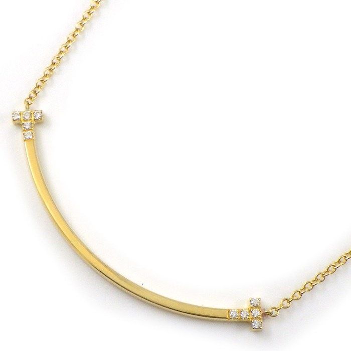 ティファニー Tiffany & Co. ネックレス Tスマイル スモール 74957013 ダイヤモンド 計0.03ct K18YG 【中古】 152,900円