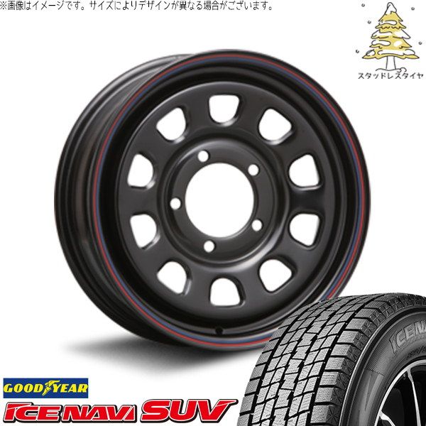 ジムニーシエラ 225/70R16 スタッドレスタイヤ ホイール 4本セット | グッドイヤー アイスナビ SUV × エムエルジェイ デイトナ SS ブラック 16インチ 6J ±0 5穴139.7