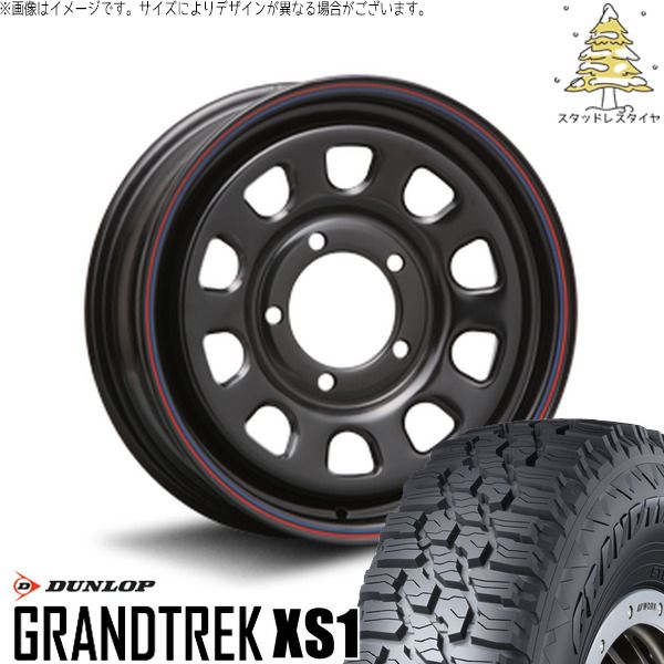 ジムニーシエラ 215/70R16 スタッドレスタイヤ ホイール 4本セット | ダンロップ グラントレック XS1 × エムエルジェイ デイトナ SS ブラック 16インチ 6J ±0 5穴139.7