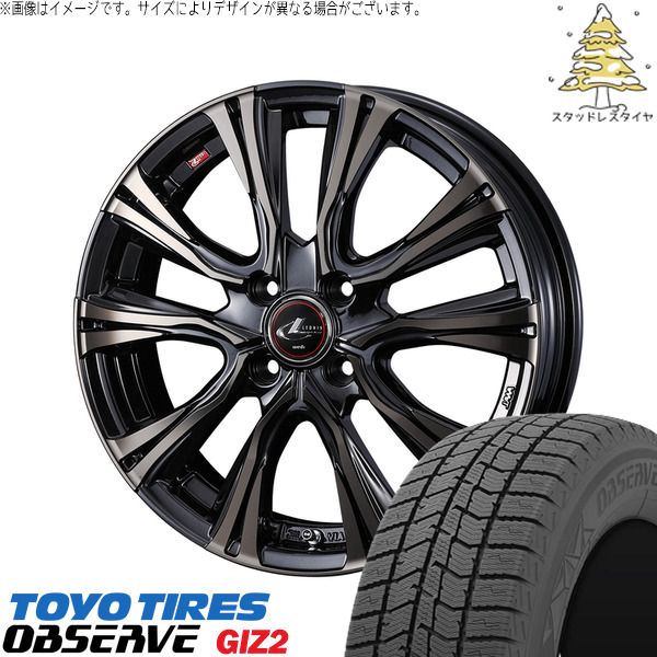 ノート マツダ2 185/60R16 スタッドレスタイヤ ホイール 4本セット | トーヨータイヤ OBSERVE × ウェッズ レオニス VR パールブラックミラーカット/チタントップ 16インチ 6J +42 4穴100