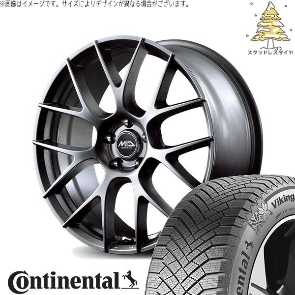 40アルファード LM500h 225/60R18 スタッドレスタイヤ ホイール 4本セット | コンチネンタル バイキングコンタクト8 × エムアイディー MIDホイール レフィナーダ モーション3 ハイパーメタルコート 18インチ 7J +40 5穴120