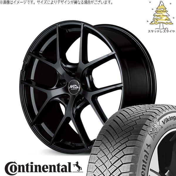 レクサスNX ハリアー 235/55R18 スタッドレスタイヤ ホイール 4本セット | コンチネンタル バイキングコンタクト8 × エムアイディー MIDホイール レフィナーダ モーション4 グロスブラック 18インチ 8J +42 5穴114.3