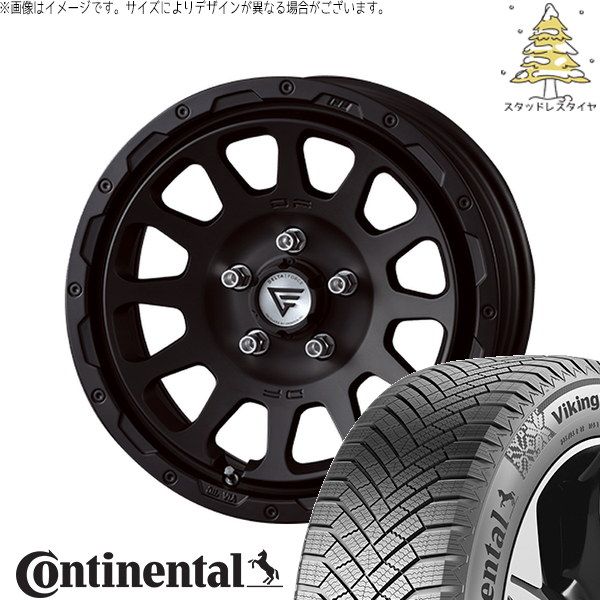 ステップワゴン 205/60R16 スタッドレスタイヤ ホイール 4本セット | コンチネンタル バイキングコンタクト8 × デルタフォース オーバル マットブラック 16インチ 7J +42 5穴114.3