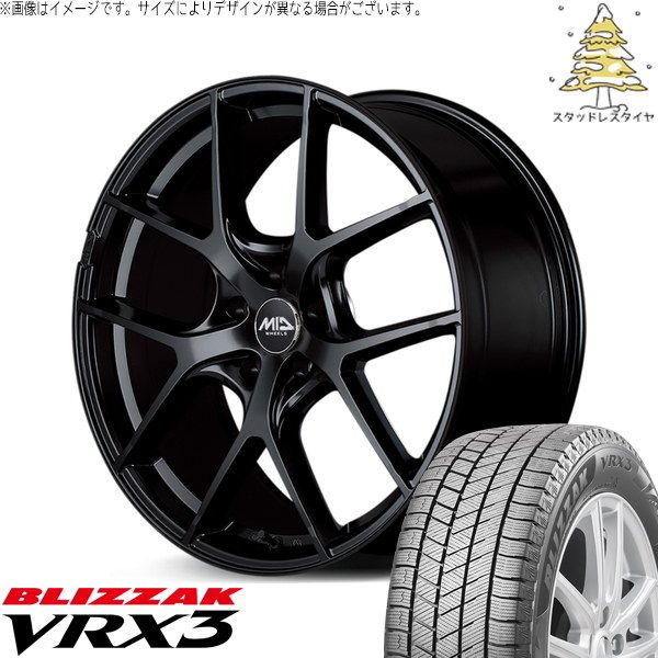 クラウンクロスオーバー 225/60R18 スタッドレスタイヤ ホイール 4本セット | ブリヂストン ブリザック VRX3 × エムアイディー MIDホイール レフィナーダ モーション4 グロスブラック 18インチ 8J +42 5穴114.3