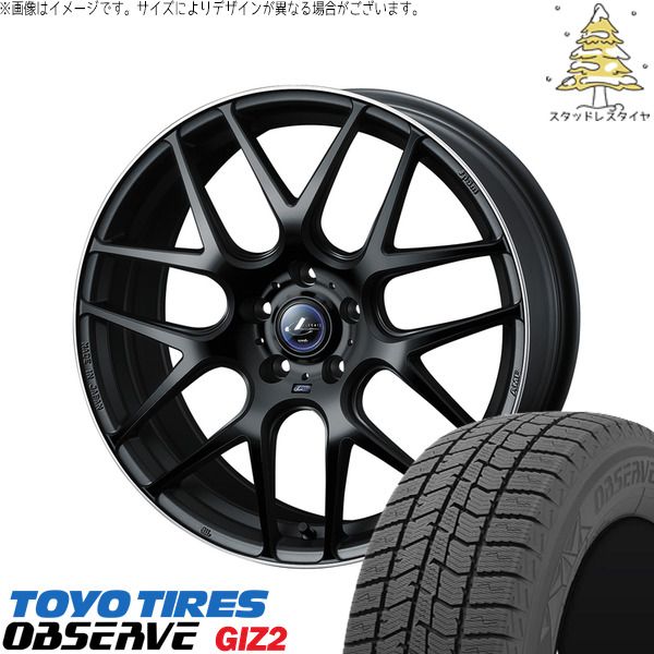ステップワゴン 215/45R18 スタッドレスタイヤ ホイール 4本セット | トーヨータイヤ OBSERVE × ウェッズ レオニス ナヴィア06 マットブラックリムポリッシュ 18インチ 7J +47 5穴114.3