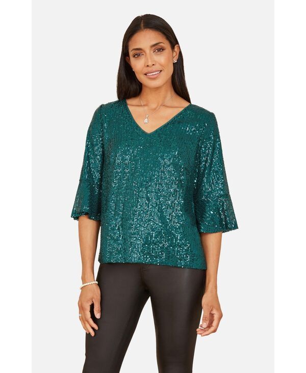 ユミキム レディース トップス シャツ スパンコール Yumi Womens Fluted Sleeve Sequin Top Green グリーン 28,258円