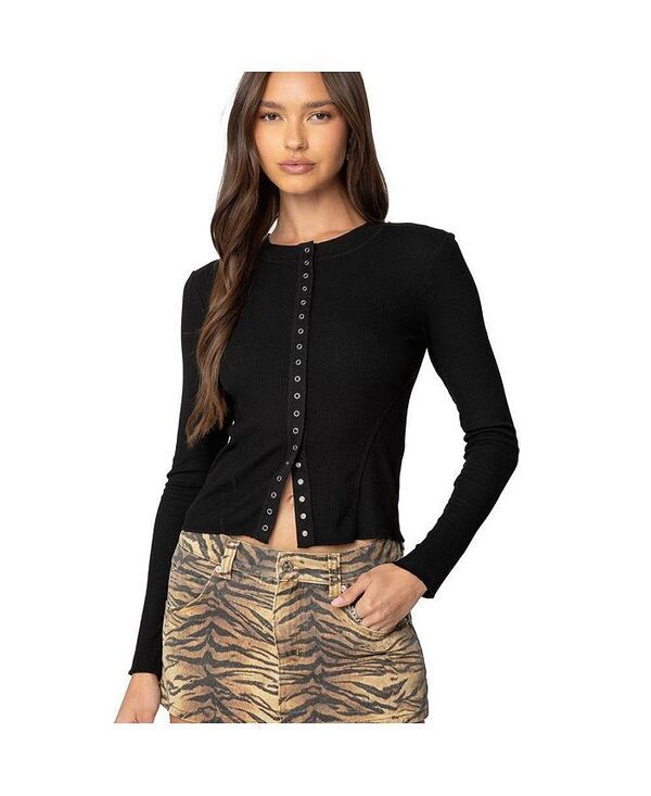 アディクテッド レディース トップス シャツ Edikted Womens Gladys Button Up Top Black ブラック