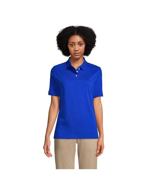 ランズエンド レディース トップス ポロシャツ Lands End Womens School Uniform Short Sleeve Interlock Polo Shirt Cobalt コバル