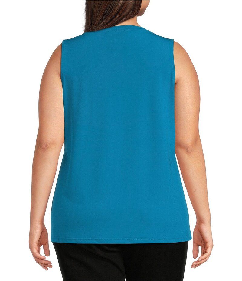 アリ マイルス レディース トップス シャツ クルーネック クレープ プラスサイズ ノースリーブ Ali Miles Plus Size Crepe Lux Crew Neck Sleeveless