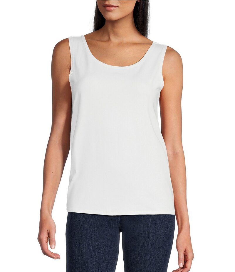 ルビーアールディー レディース トップス シャツ ノースリーブ ニット Ruby Rd Knit Scoop Neck Sleeveless Tank White ホワイト