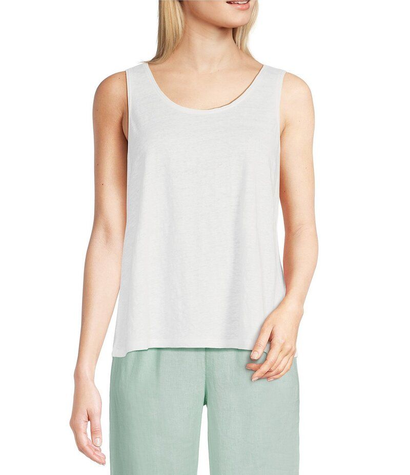 エイリーンフィッシャー レディース トップス シャツ ノースリーブ ニット リネン Eileen Fisher Texture Linen Knit Scoop Neck Sleeveless Tan