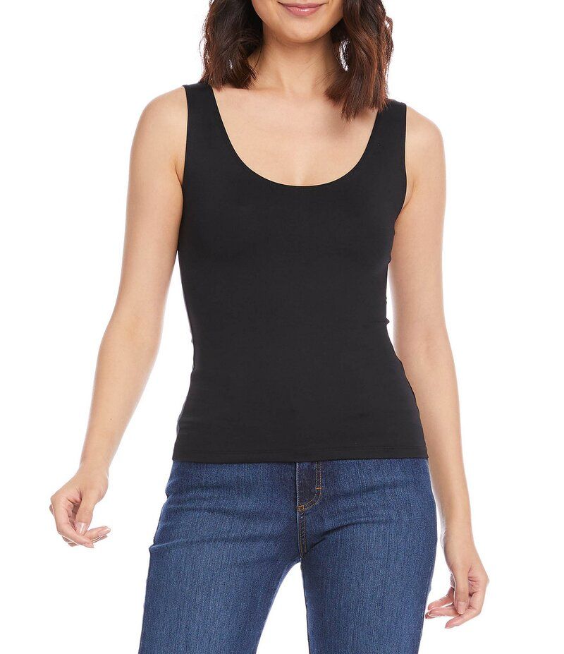 カレンケーン レディース トップス シャツ ノースリーブ Karen Kane Sleeveless Scoop Neck Layering Tank Black ブラック