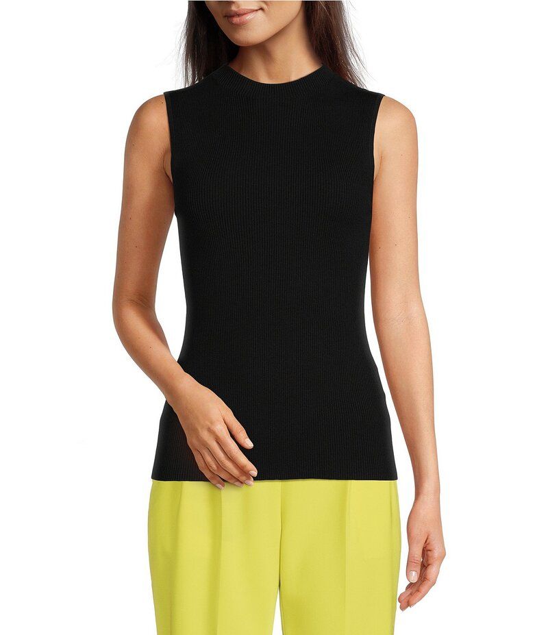 ヒューゴボス レディース トップス シャツ モックネック ノースリーブ ニット BOSS by Hugo Boss Solid Knit Mock Neck Sleeveless Coordinati