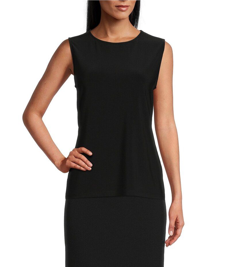 プレストンアンドヨーク レディース トップス シャツ クルーネック ノースリーブ ニット Preston York Selena Crew Neck Sleeveless Knit Tank Blac