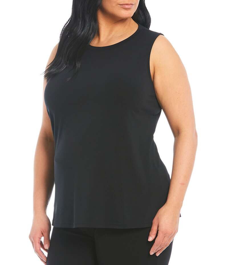アリ マイルス レディース トップス シャツ クルーネック クレープ プラスサイズ ノースリーブ Ali Miles Plus Size Crepe Lux Crew Neck Sleeveless
