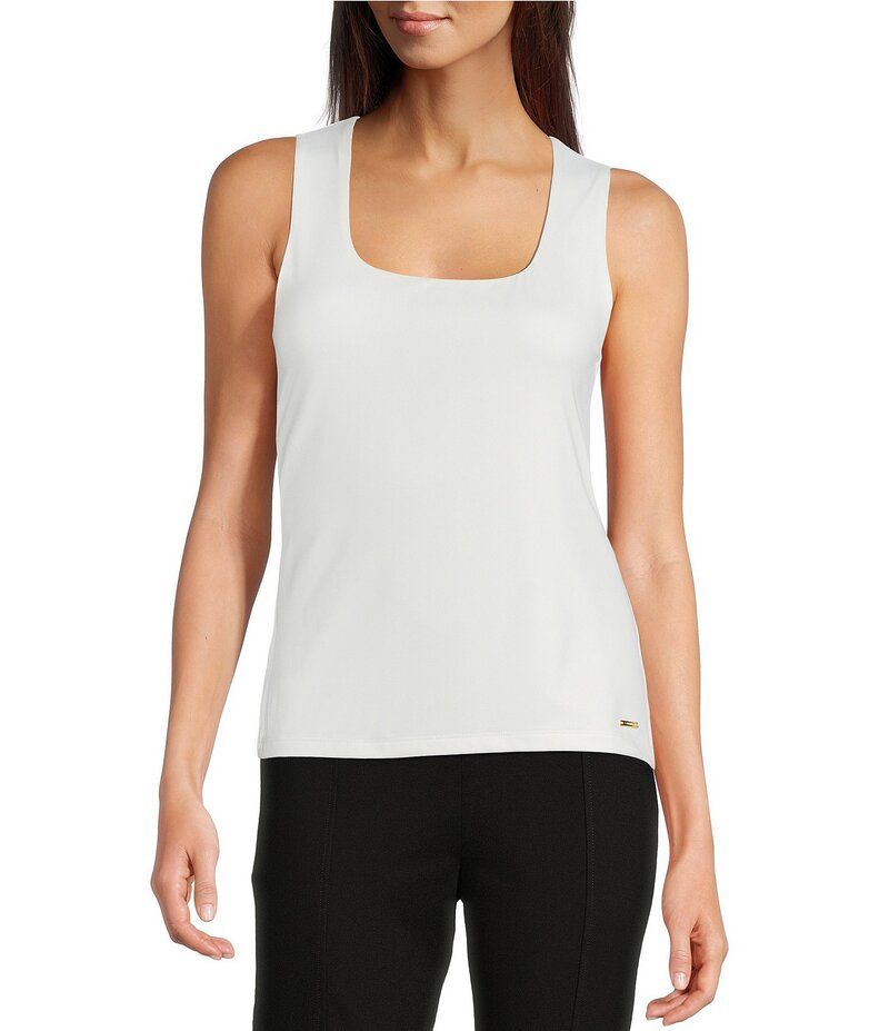 カルバンクライン レディース トップス シャツ ジャージー Calvin Klein Matte Jersey Scoop Neck Tank Eggshell