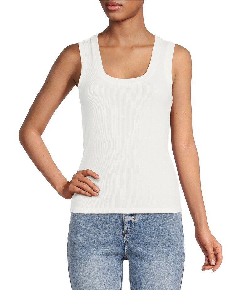 エーラブズエー レディース トップス シャツ リブ ノースリーブ ニット A Loves A Ribbed Knit Scoop Neck Sleeveless Tank Ivory アイボリー