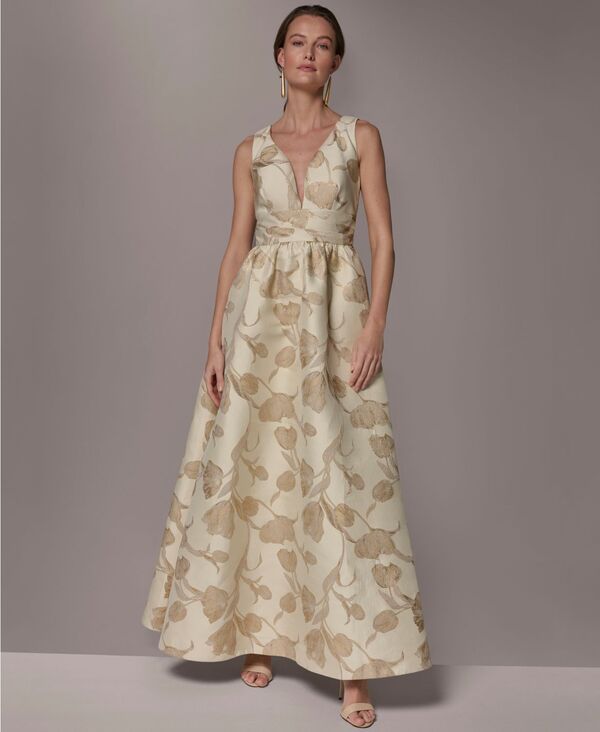 ダナ キャラン ニューヨーク レディース トップス ワンピース Vネック Donna Karanew York Womens VNeck Ball Gown GOLD MULTI ゴールド