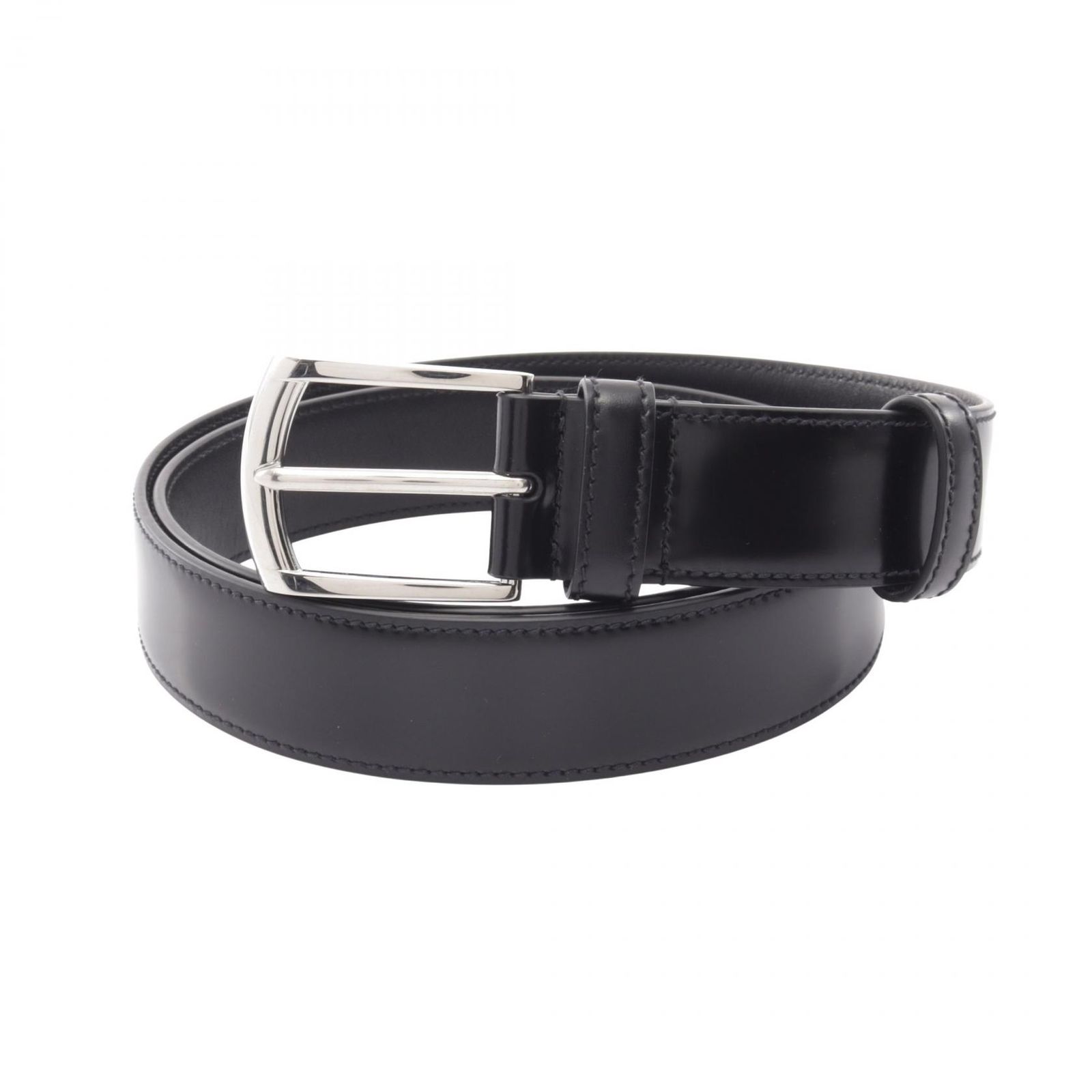 プラダ PRADA ベルト シルバー金具 2CC675 ブラック レザー ベルト メンズ Used A 31,265円