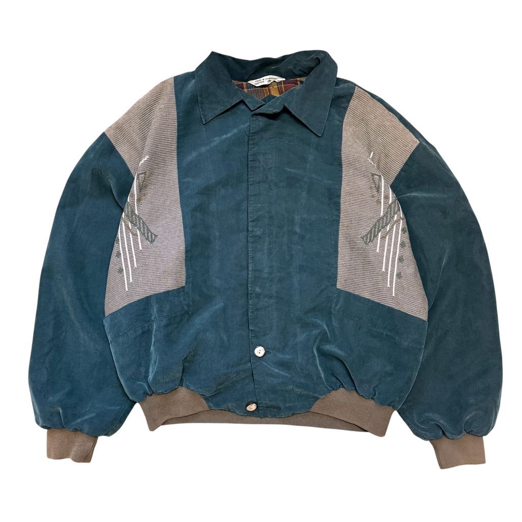 90s~ Bugatchi Uomo for Michael Jordan レトロ 切り替え 肩パッド入り ジャケット グリーン×ベージュ No.EA786 8,360円