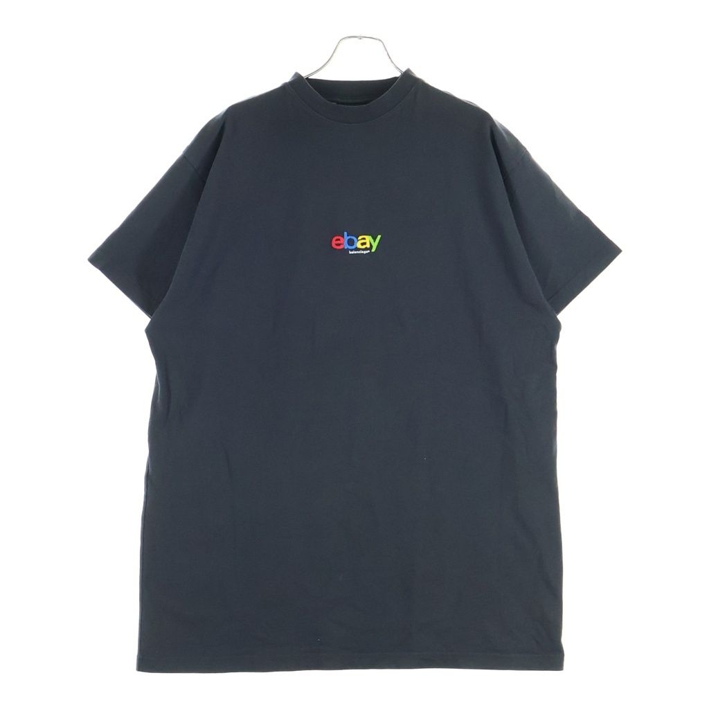 BALENCIAGA (バレンシアガ) ebay ロゴ エンブロイド クルーネック 半袖Tシャツ カットソー ブラック 787349 TRVE8