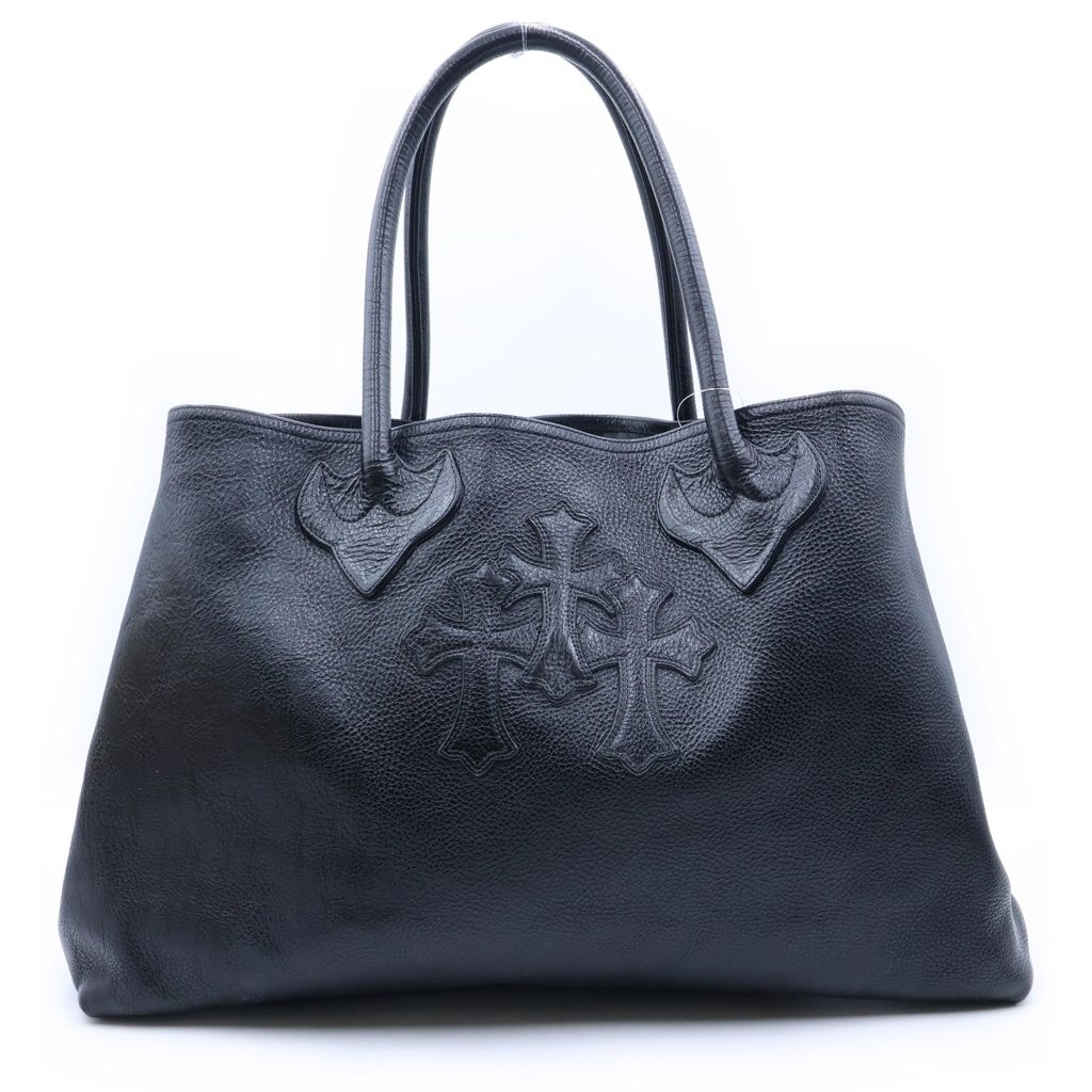 CHROME HEARTS (クロムハーツ) TOTE W/SNP 3CEME 3セメタリークロス サイドスナップ レザートートバッグ ブラック 441,788円