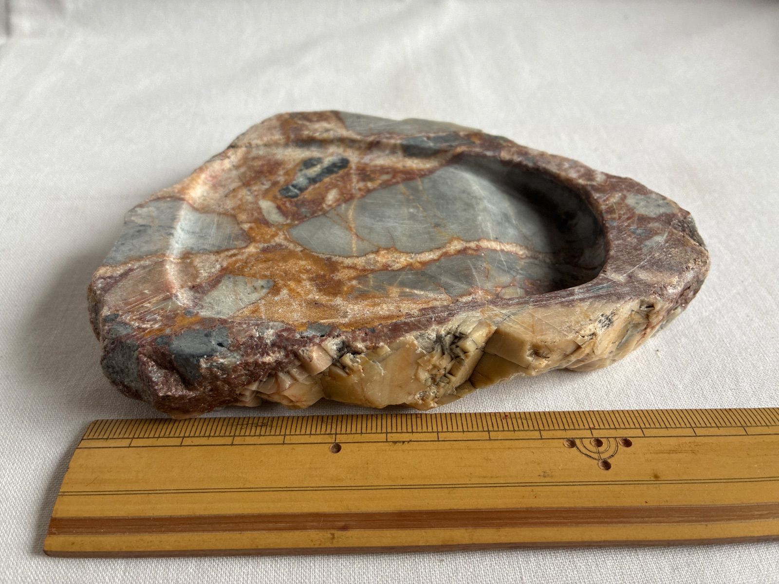 天然石🪨】硯 13.5×9cm 自然硯 野面硯 珪化木 碧玉風 原石 骨董 書道具