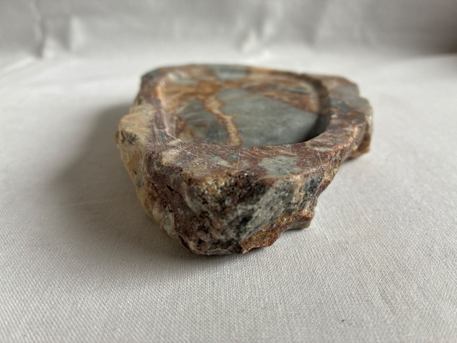 天然石🪨】硯 13.5×9cm 自然硯 野面硯 珪化木 碧玉風 原石 骨董 書道具