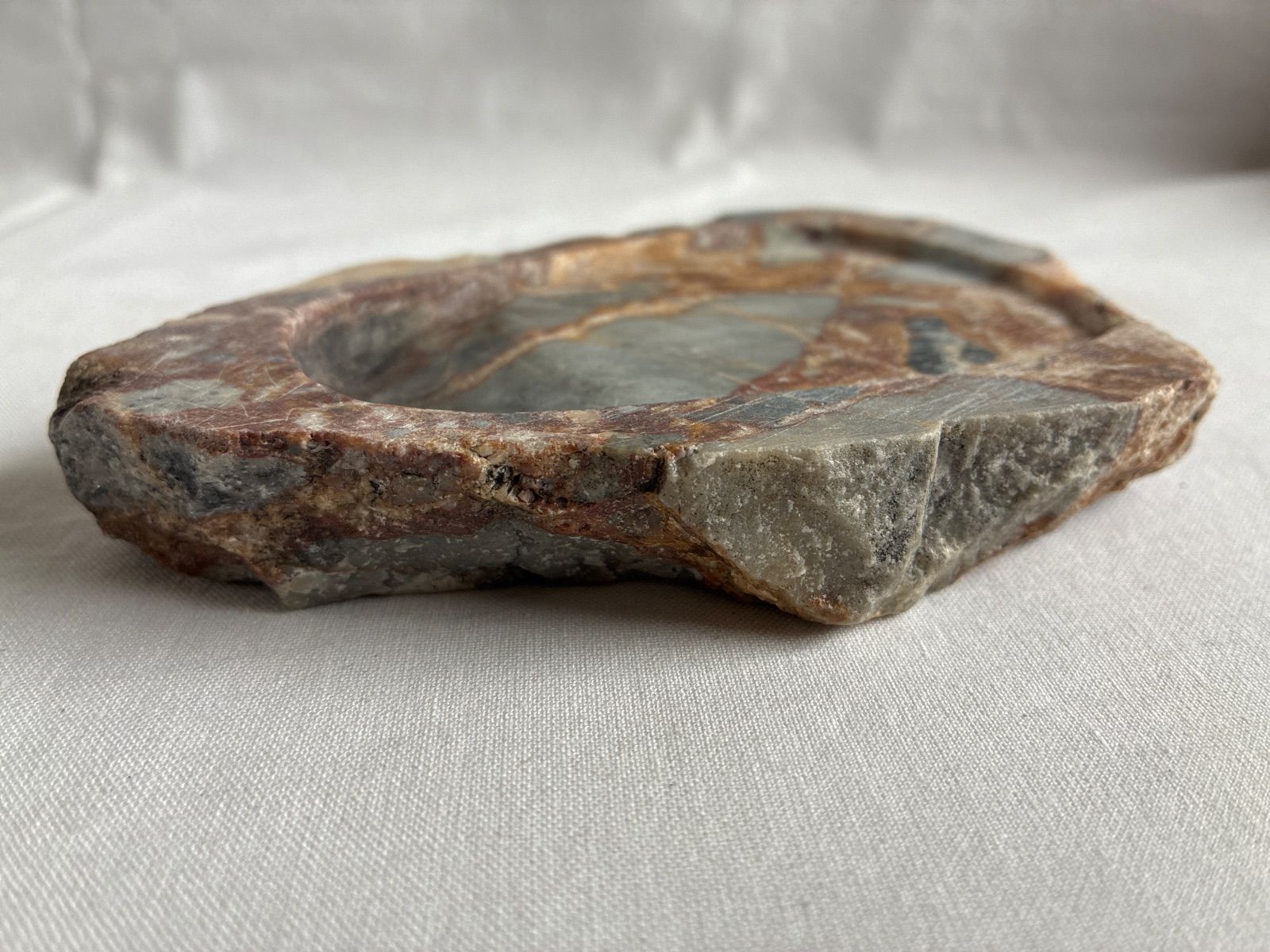 天然石🪨】硯 13.5×9cm 自然硯 野面硯 珪化木 碧玉風 原石 骨董 書道具