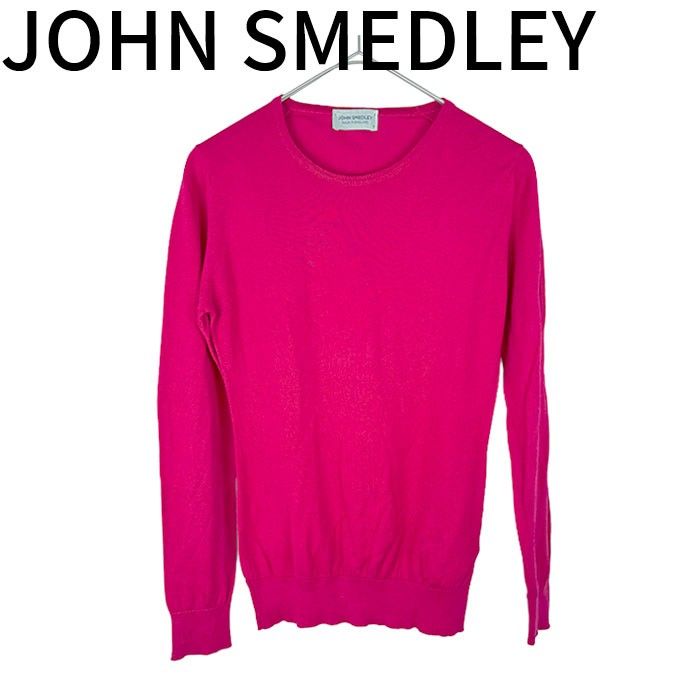 ジョンスメドレー JOHN SMEDLEY ニット クルーネック 長袖 コットン ピンク サイズ6