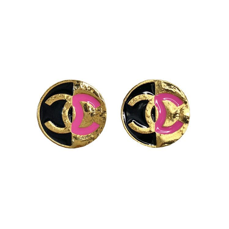 CHANEL シャネル 24年 ココマーク バイカラー ピアス ABC501 F24_C ラウンドピアス GP ゴールド メタル ブラック ピンク マルチカラー レディース