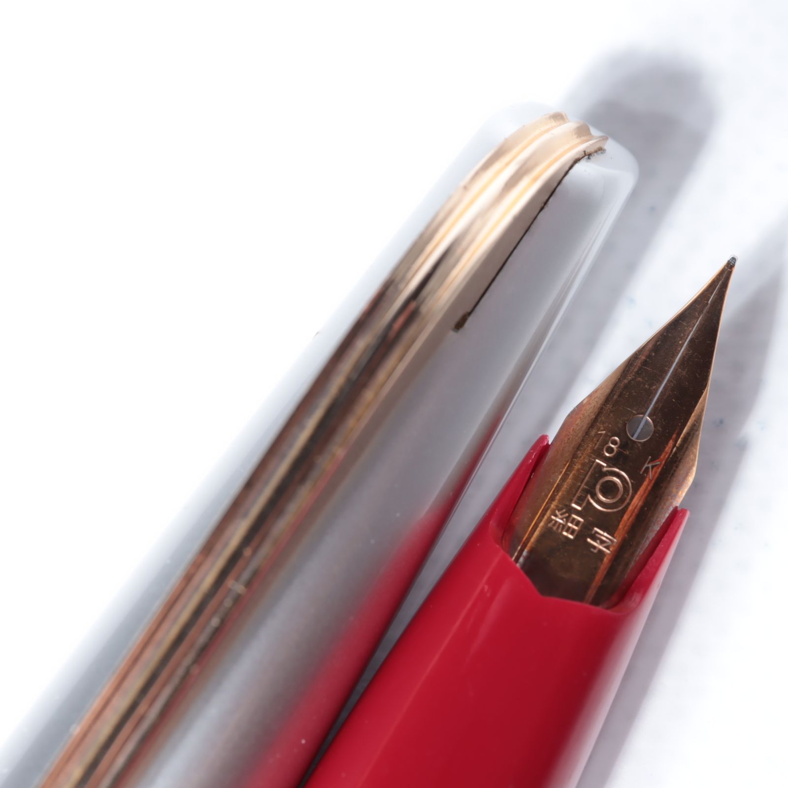 プラチナ ポケット 唐草彫刻 万年筆 18K 細字 カートリッジ式 シルバー