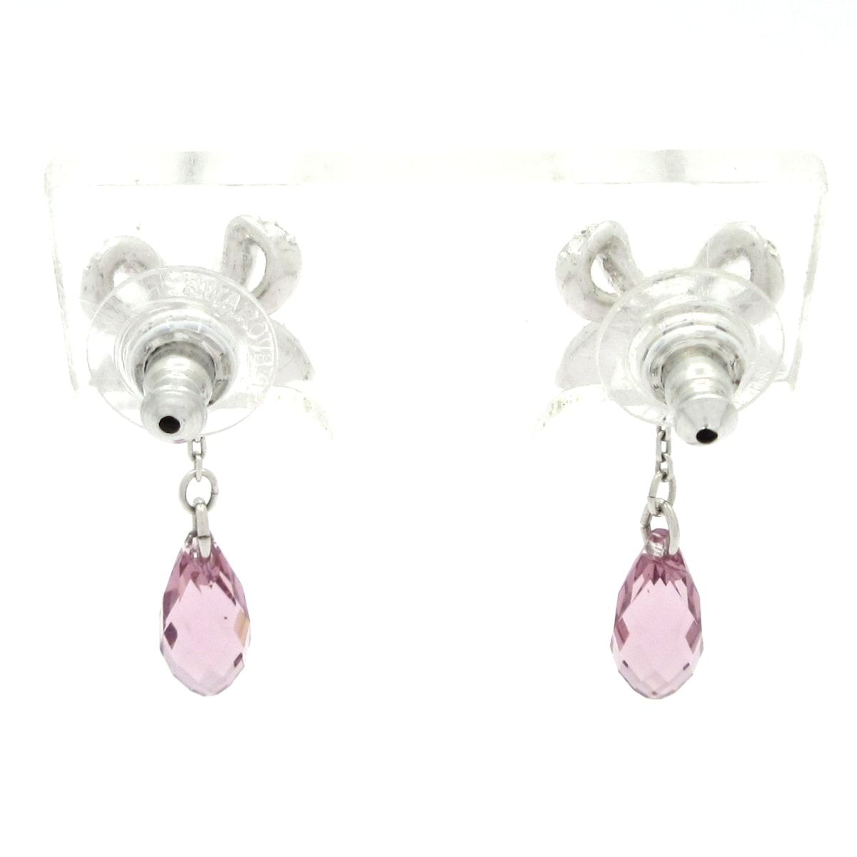 SWAROVSKI(スワロフスキー) ピアス美品 シルバー×クリア×ピンク リボン