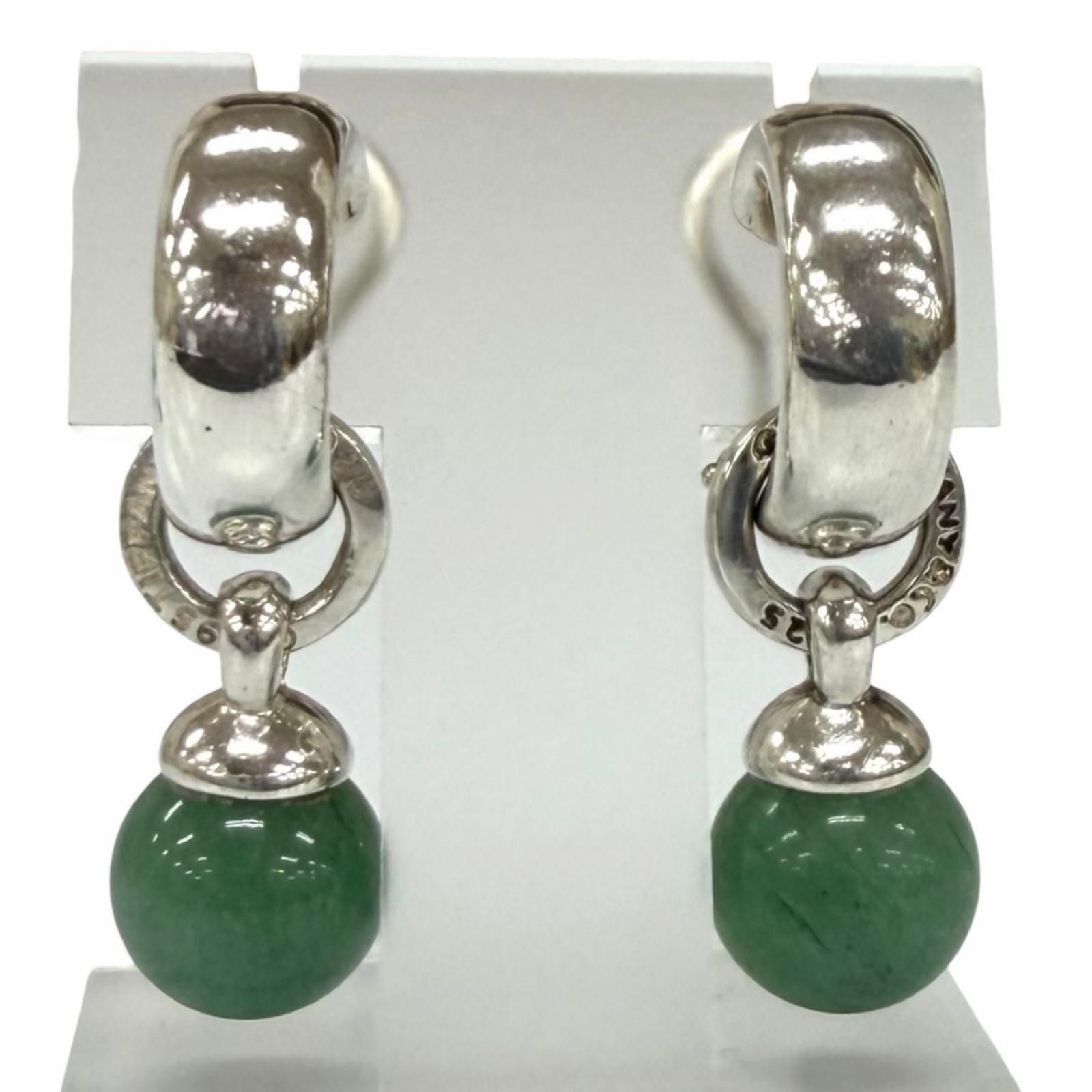 美品★TIFFANY&Co. ティファニー 925 ジェダイト 1995 イヤリング アクセサリー シルバー グリーン 重量13.7g レディース