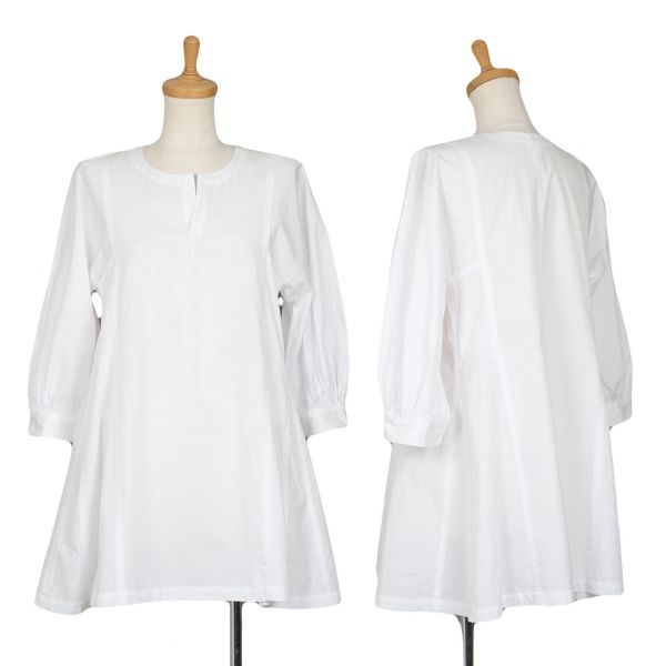 コムコム コムデギャルソンCOMME des GARCONS スキッパーシャツフレアチュニック 白XS
