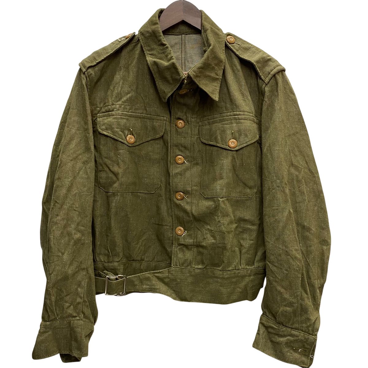 ミリタリー MILITARY 50's イギリス軍 グリーンデニム バトルドレスジャケット ジャケット グリーン 8サイズ 201MT-6913 VB