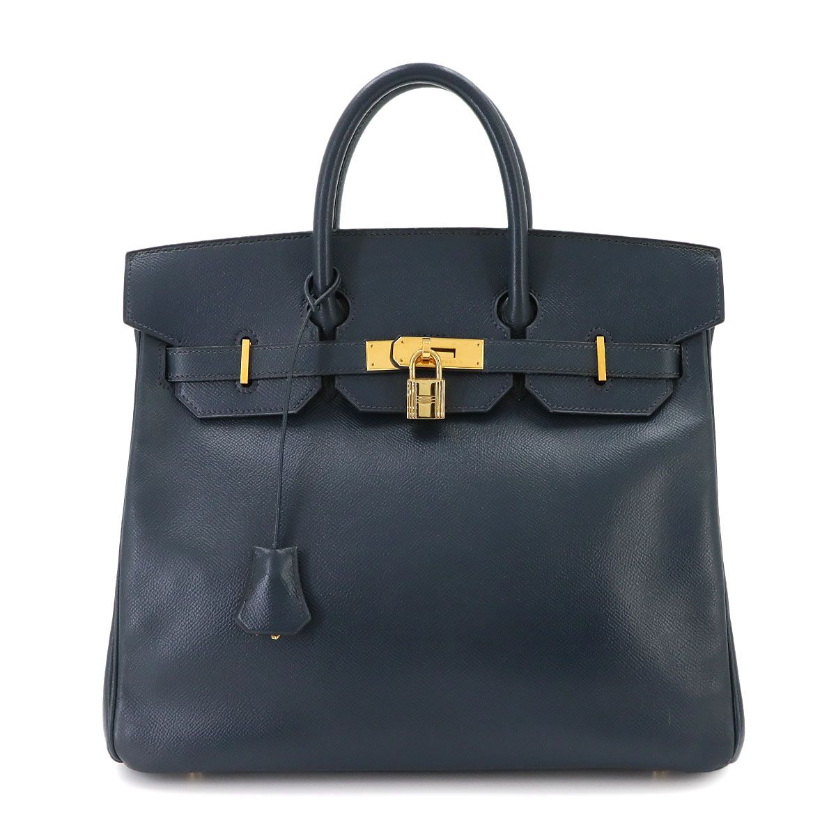 美品 エルメス HERMES オータクロア 32 クシュベル エプソン ブルーインディゴ ハンド バッグ □D刻印 シルバー 金具 90343023